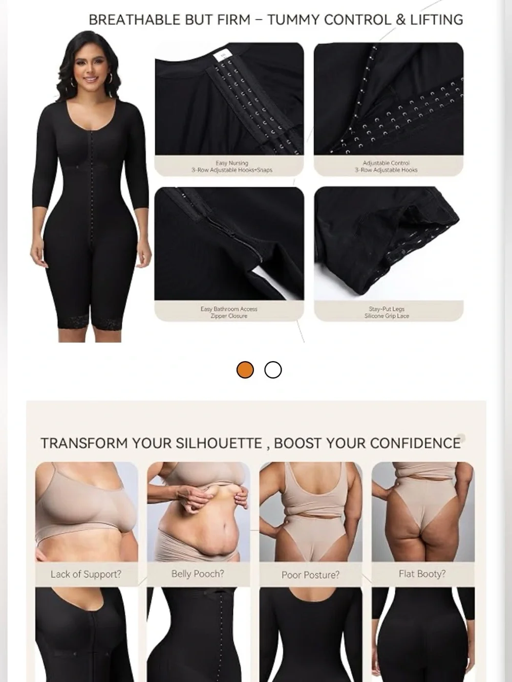 Full Body Sculpting Shapewear Bodysuit - Black